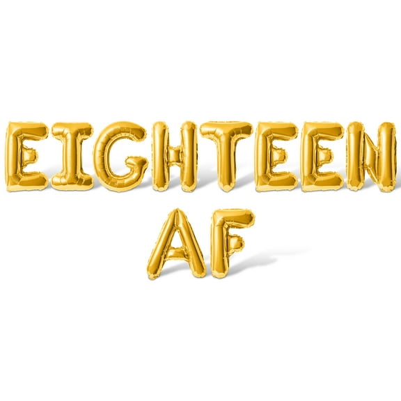 Letter Balloons - EIGHTEEN AF 16" Inch Alphabet Letters Foil Mylar Balloon 18th Birthday Party Banner (Gold)