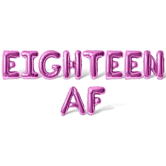 Letter Balloons - EIGHTEEN AF 16" Inch Alphabet Letters Foil Mylar Balloon 18th Birthday Party Banner (Pink)