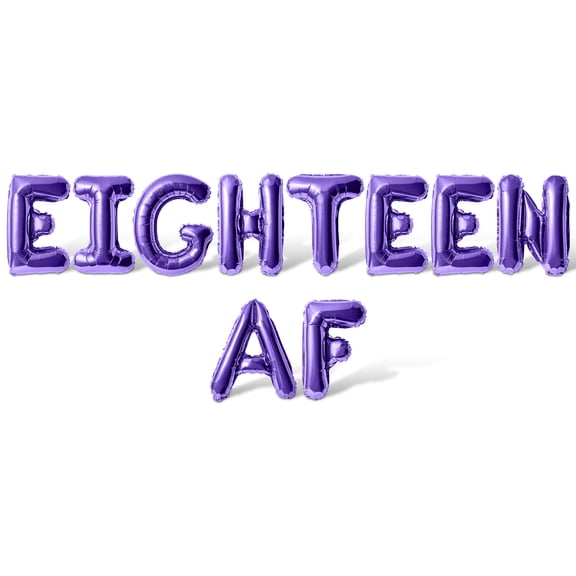 Letter Balloons - EIGHTEEN AF 16" Inch Alphabet Letters Foil Mylar Balloon 18th Birthday Party Banner (Purple)