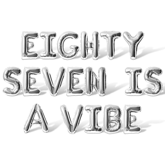 Letter Balloons - EIGHTY SEVEN IS A VIBE 16" Inch Alphabet Letters Foil Mylar Balloon 87th Birthday Party Banner (Silver)