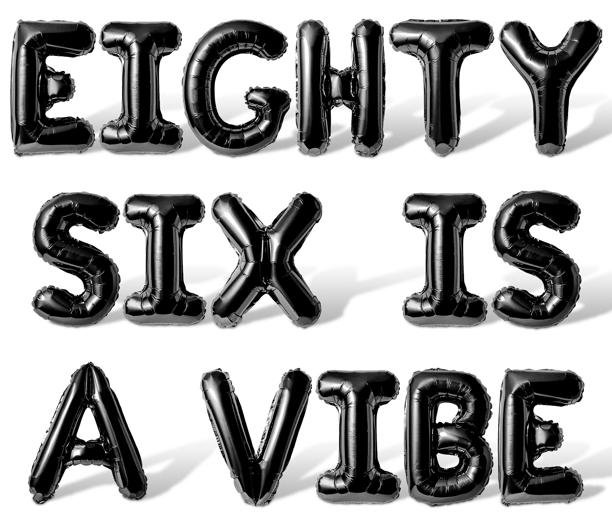 Letter Balloons - EIGHTY SIX IS A VIBE 16" Inch Alphabet Letters Foil Mylar Balloon 86th Birthday Party Banner (Black)