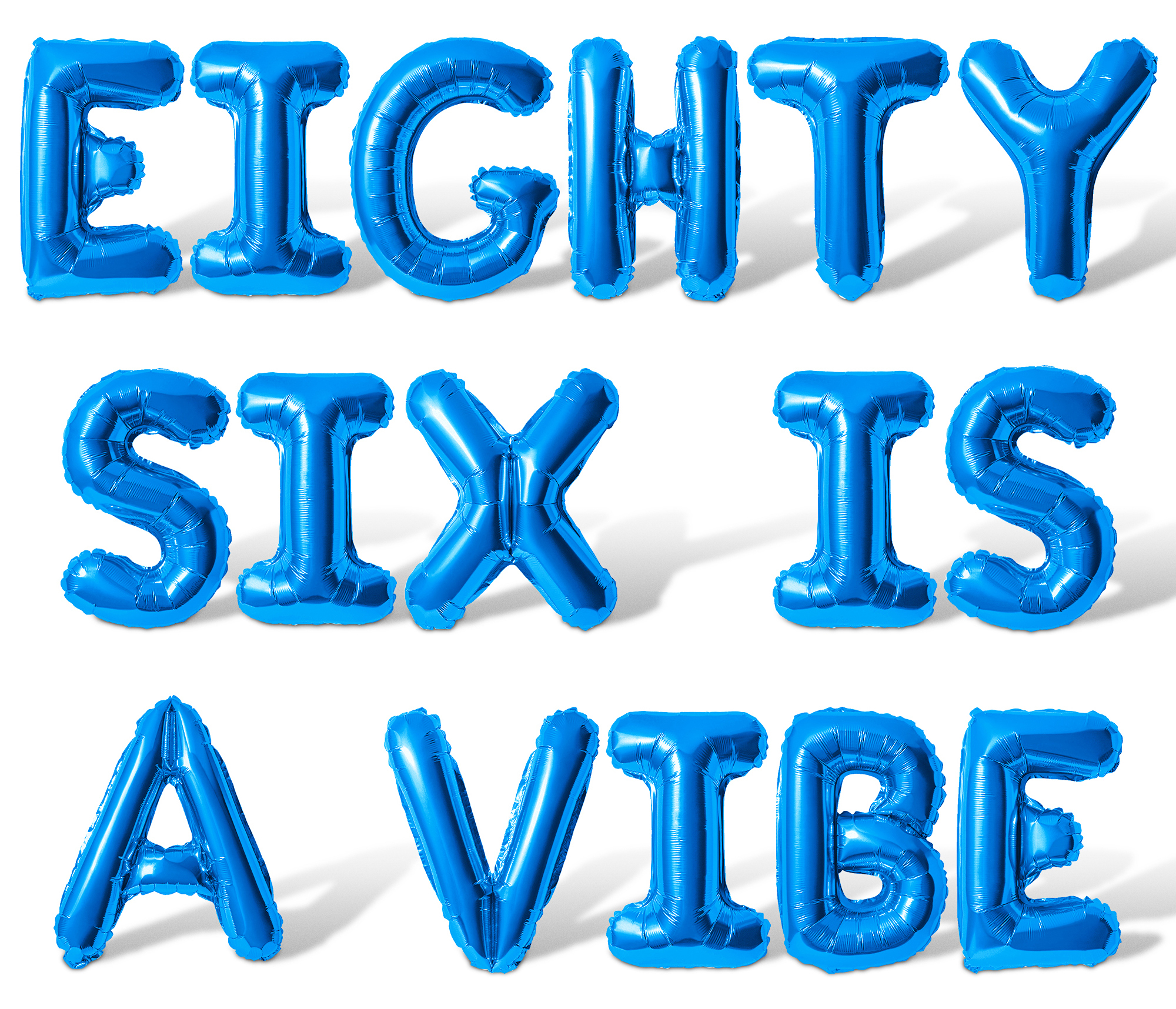 Letter Balloons - EIGHTY SIX IS A VIBE 16" Inch Alphabet Letters Foil Mylar Balloon 86th Birthday Party Banner (Blue)