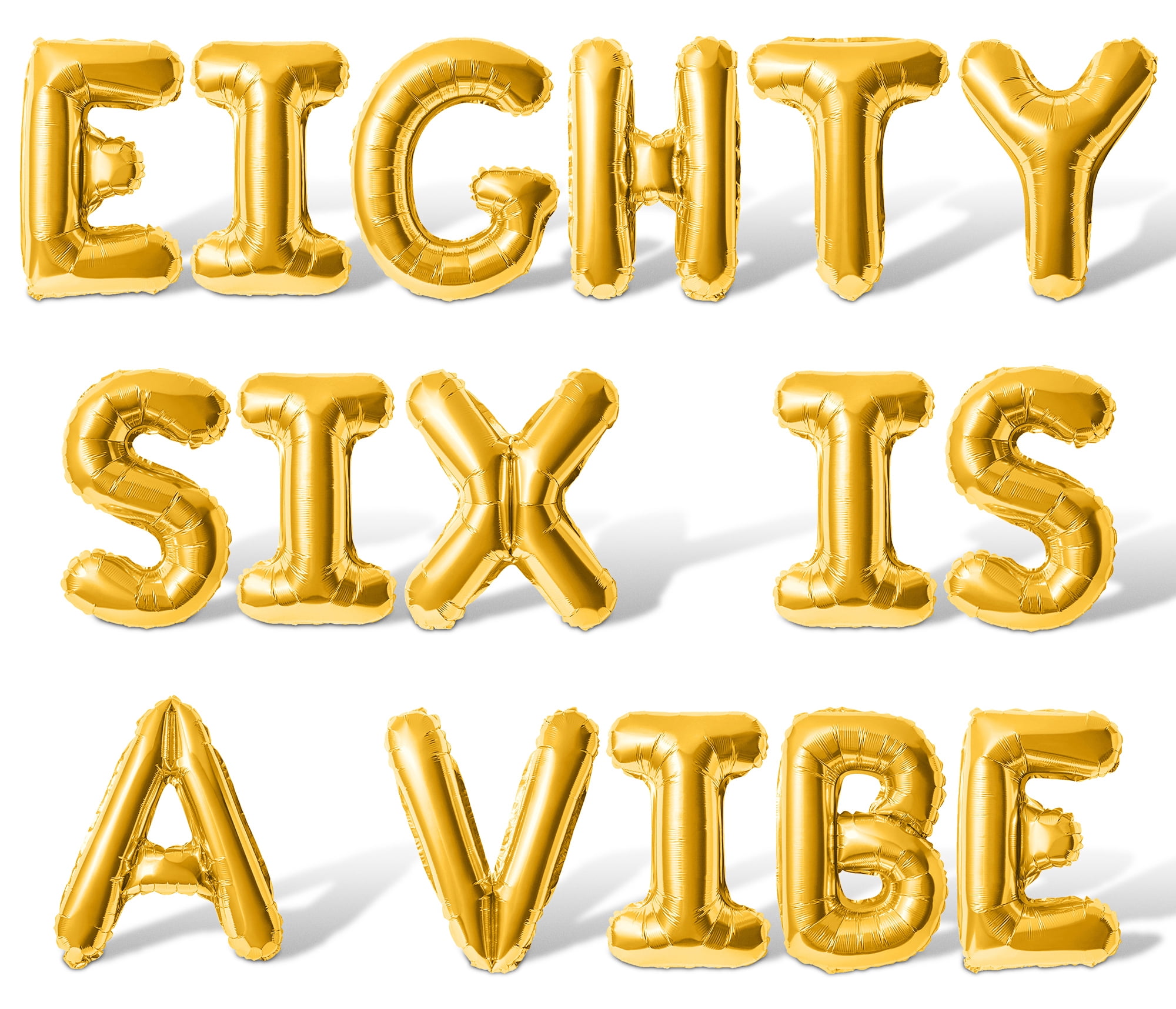 Letter Balloons - EIGHTY SIX IS A VIBE 16" Inch Alphabet Letters Foil Mylar Balloon 86th Birthday Party Banner (Gold)