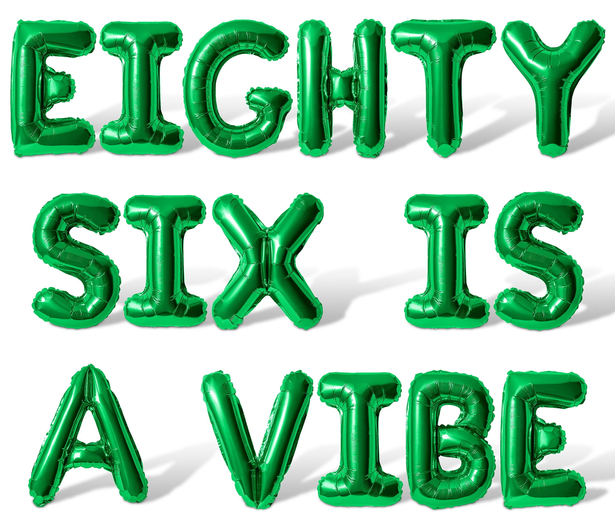 Letter Balloons - EIGHTY SIX IS A VIBE 16" Inch Alphabet Letters Foil Mylar Balloon 86th Birthday Party Banner (Green)