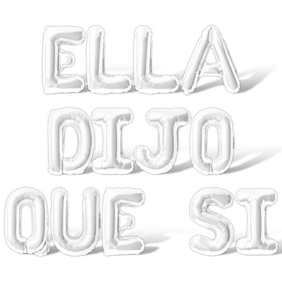 Letter Balloons - ELLA DIJO QUE SI 16" Inch Alphabet Letters Foil Mylar Balloon Bachelorette or Bridal Shower Party Banner (White)