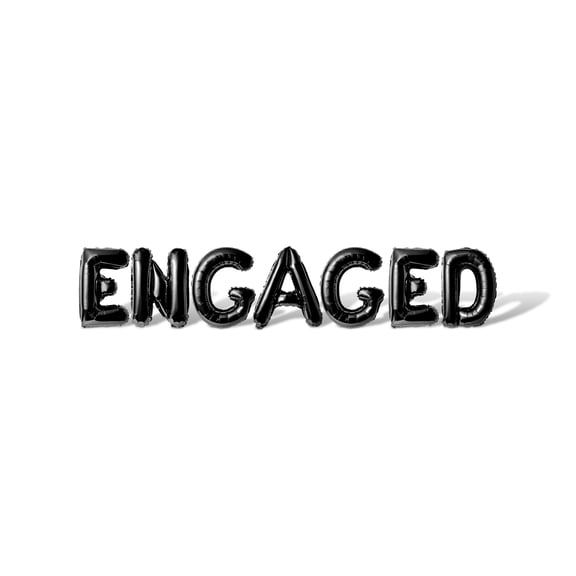 Letter Balloons - ENGAGED 16" Inch Alphabet Letters Foil Mylar Balloon Bachelorette Party or Bridal Shower Banner (Black)