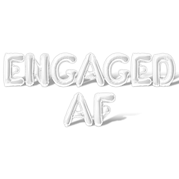 Letter Balloons -ENGAGED AF 16" Inch Alphabet Letters Foil Mylar Balloon Engagement Party Banner (White)