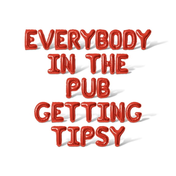 Letter Balloons - EVERYBODY IN THE PUB GETTING TIPSY 16" Inch Alphabet Letters Foil Mylar Balloon St. Patrick's Day Party Banner (Red)