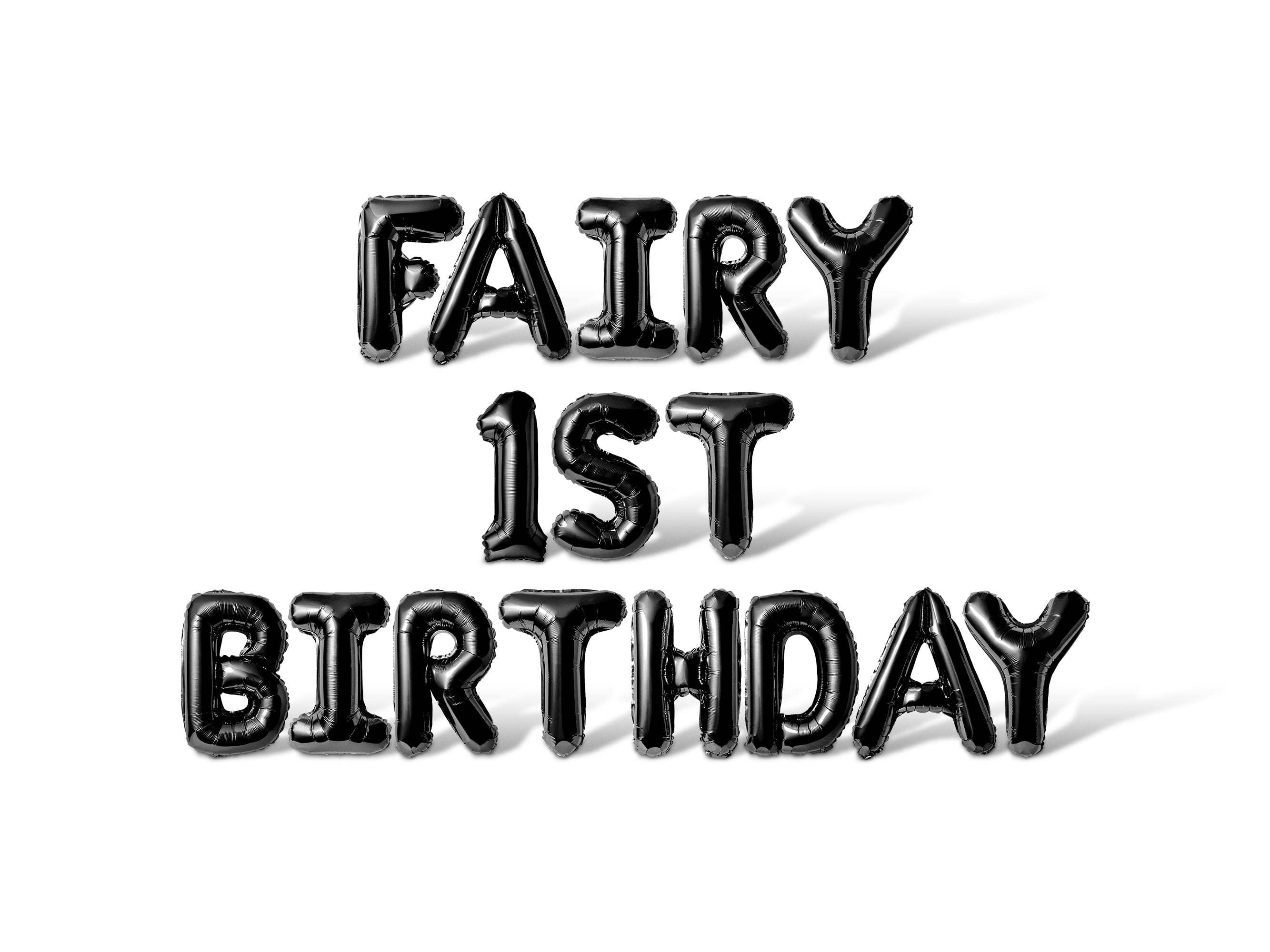 Letter Balloons - FAIRY 1ST BIRTHDAY 16" Inch Alphabet Letters Foil Mylar Balloon Birthday Party Banner (Black)
