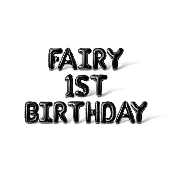 Letter Balloons - FAIRY 1ST BIRTHDAY 16" Inch Alphabet Letters Foil Mylar Balloon Birthday Party Banner (Black)