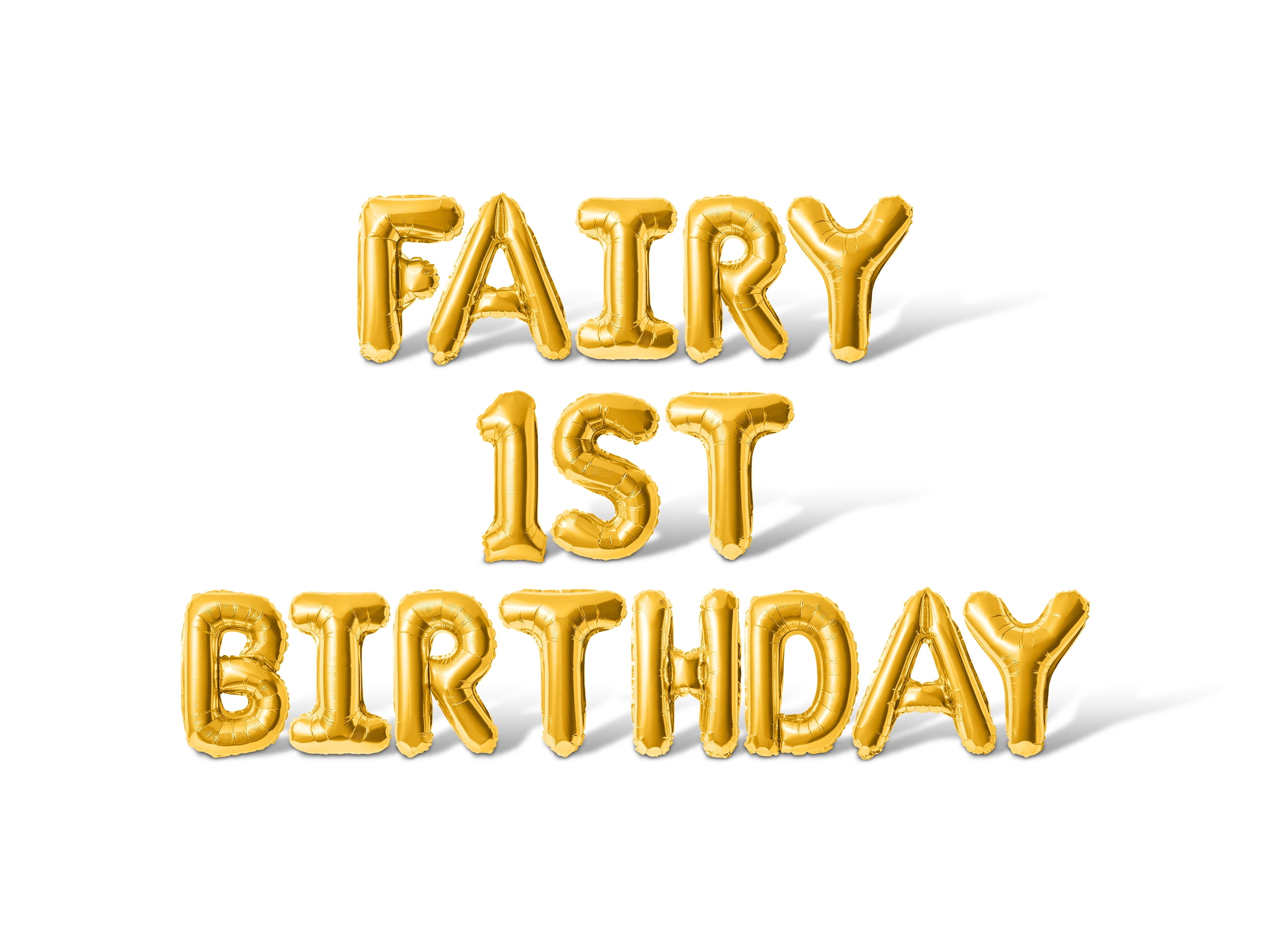 Letter Balloons - FAIRY 1ST BIRTHDAY 16" Inch Alphabet Letters Foil Mylar Balloon Birthday Party Banner (Gold)