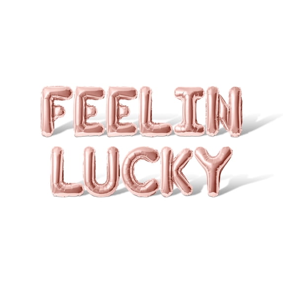 Letter Balloons - FEELIN LUCKY 16" Inch Alphabet Letters Foil Mylar Balloon St. Patrick's Day Party Banner (Rose Gold)