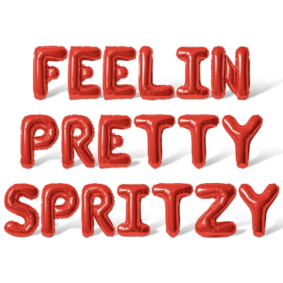 Letter Balloons - FEELIN PRETTY SPRITZY 16" Inch Alphabet Letters Foil Mylar Balloon Bachelorette Party Banner (Red)