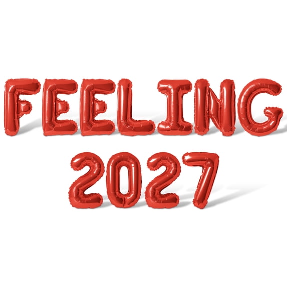 Letter Balloons - FEELING 2027 16" Inch Alphabet Letters Foil Mylar Balloon New Years Party Banner (Red)