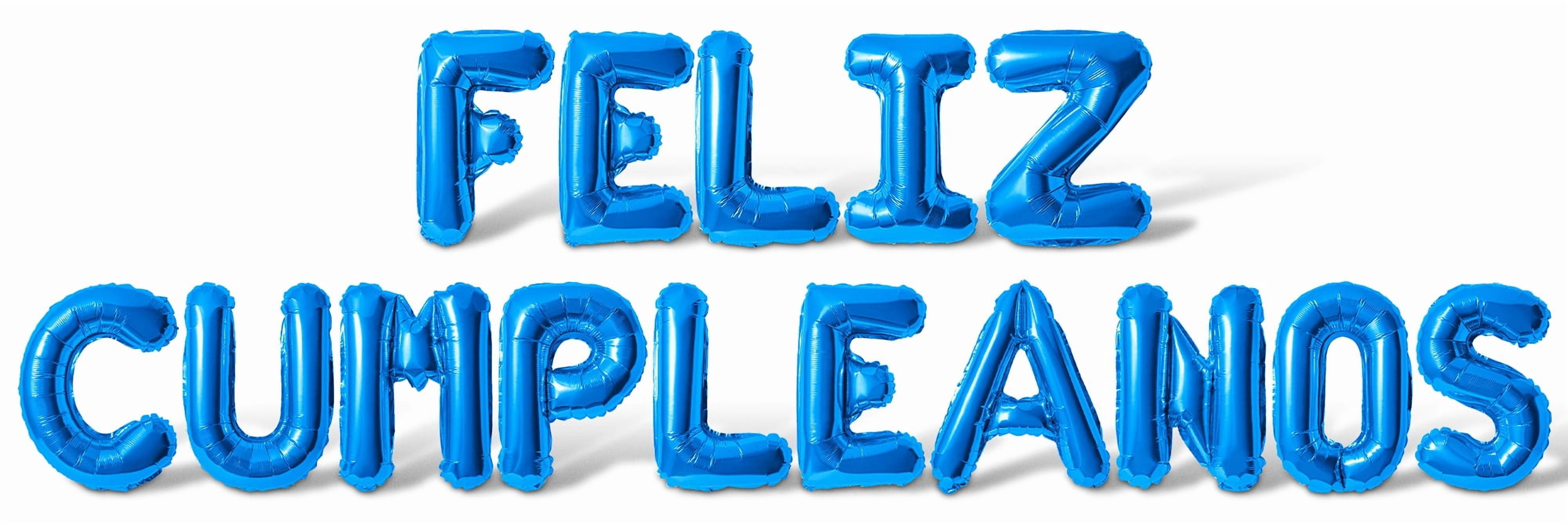 Letter Balloons - FELIZ CUMPLEANOS 16" Inch Alphabet Letters Foil Mylar Balloon Happy Birthday Party Banner (Blue)
