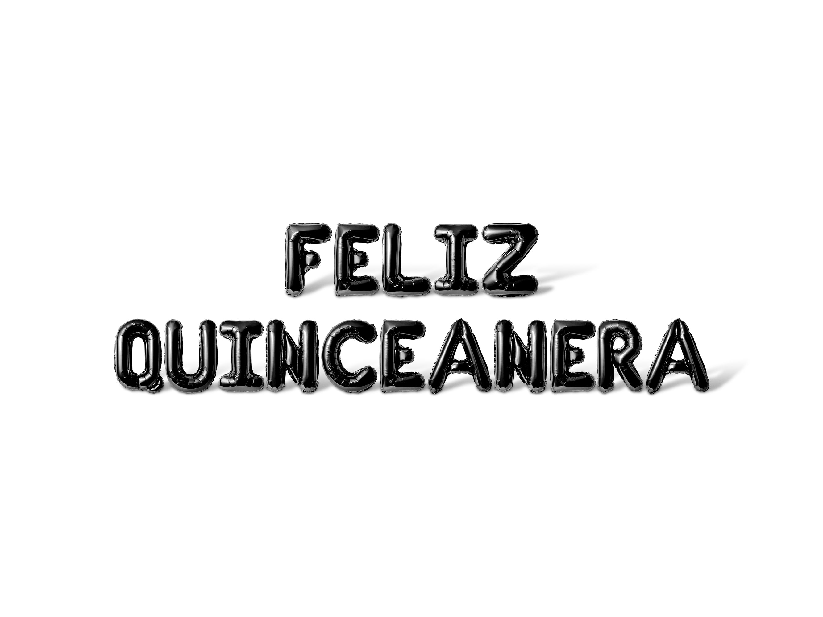 Letter Balloons - FELIZ QUINCEANERA 16" Inch Alphabet Letters Foil Mylar Balloon Birthday Party Banner (Black)