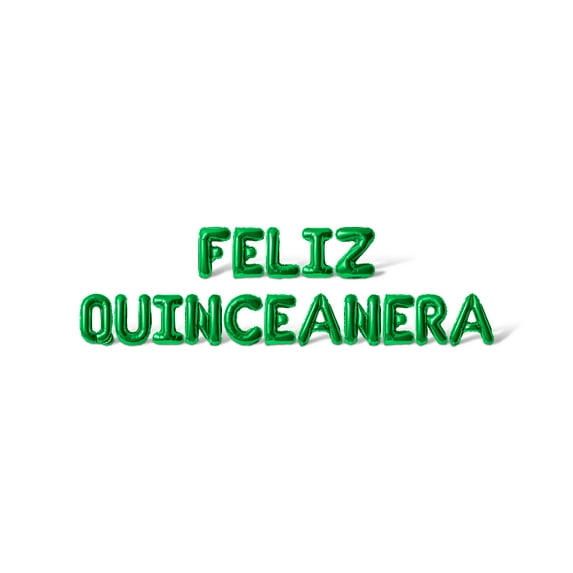 Letter Balloons - FELIZ QUINCEANERA 16" Inch Alphabet Letters Foil Mylar Balloon Birthday Party Banner (Green)