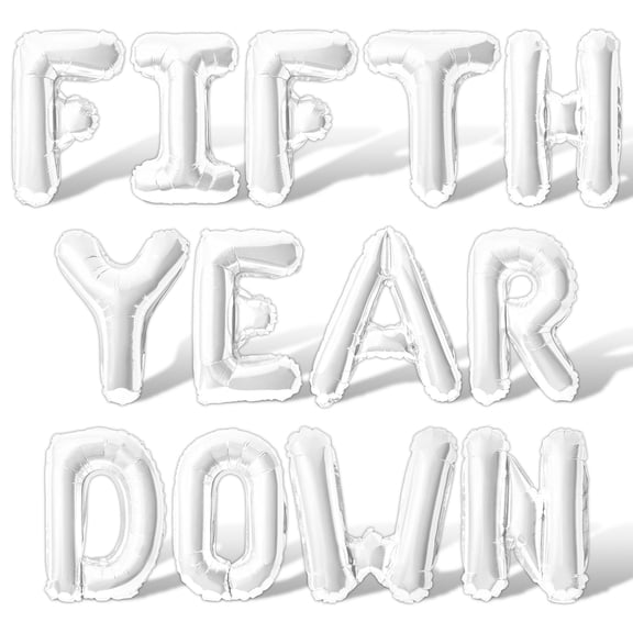 Letter Balloons - FIFTH YEAR DOWN 16" Inch Alphabet Letters Foil Mylar Balloon 5th Birthday Party Banner (White)