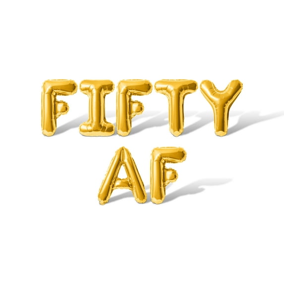 Letter Balloons - FIFTY AF 16" Inch Alphabet Letters Foil Mylar Balloon Birthday Party Banner (Gold)