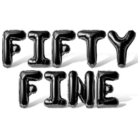Letter Balloons - FIFTY FINE 16" Inch Alphabet Letters Foil Mylar Balloon 50th Birthday Party Banner (Black)