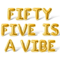 Letter Balloons - FIFTY FIVE IS A VIBE 16" Inch Alphabet Letters Foil Mylar Balloon 55th Birthday Party Banner (Gold)