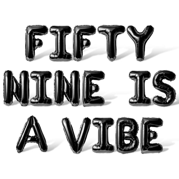 Letter Balloons - FIFTY NINE IS A VIBE 16" Inch Alphabet Letters Foil Mylar Balloon 59th Birthday Party Banner (Black)