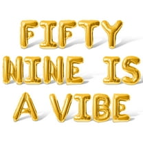 Letter Balloons - FIFTY NINE IS A VIBE 16" Inch Alphabet Letters Foil Mylar Balloon 59th Birthday Party Banner (Gold)