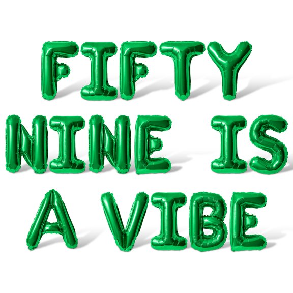 Letter Balloons - FIFTY NINE IS A VIBE 16" Inch Alphabet Letters Foil Mylar Balloon 59th Birthday Party Banner (Green)
