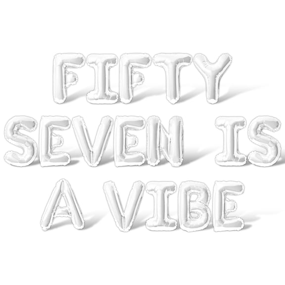 Letter Balloons - FIFTY SEVEN IS A VIBE 16" Inch Alphabet Letters Foil Mylar Balloon 57th Birthday Party Banner (White)