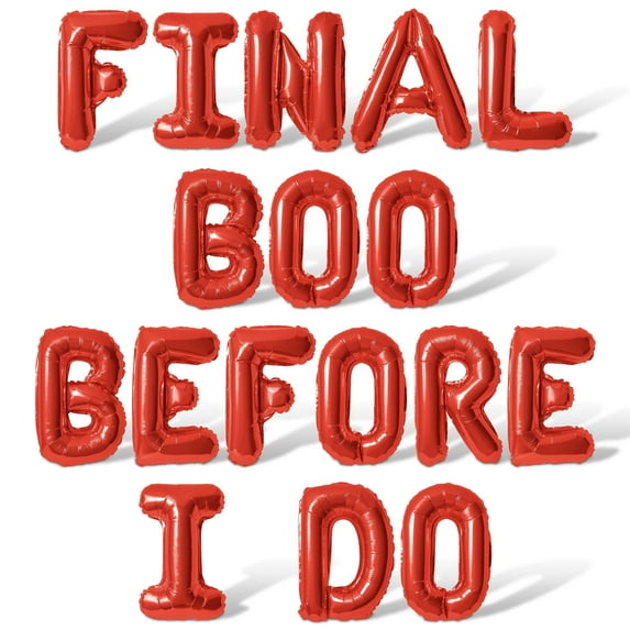 Letter Balloons - FINAL BOO BEFORE I DO 16" Inch Alphabet Letters Foil Mylar Balloon Halloween Bachelorette Party Banner (Red)