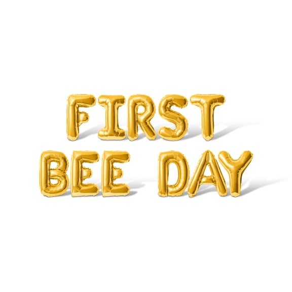 Letter Balloons - FIRST BEE DAY 16" Inch Alphabet Letters Foil Mylar Balloon Birthday Party Banner (Gold)