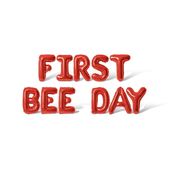 Letter Balloons - FIRST BEE DAY 16" Inch Alphabet Letters Foil Mylar Balloon Birthday Party Banner (Red)