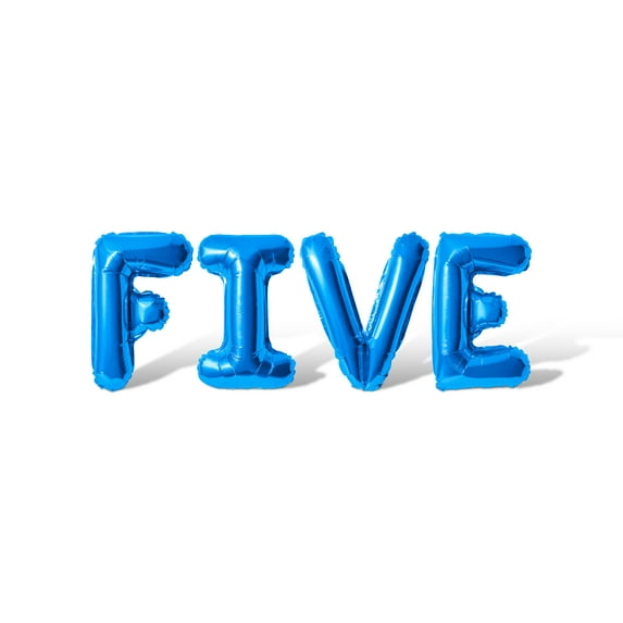 Letter Balloons - FIVE 16" Inch Alphabet Letters Foil Mylar Balloon Birthday Party Banner (Blue)