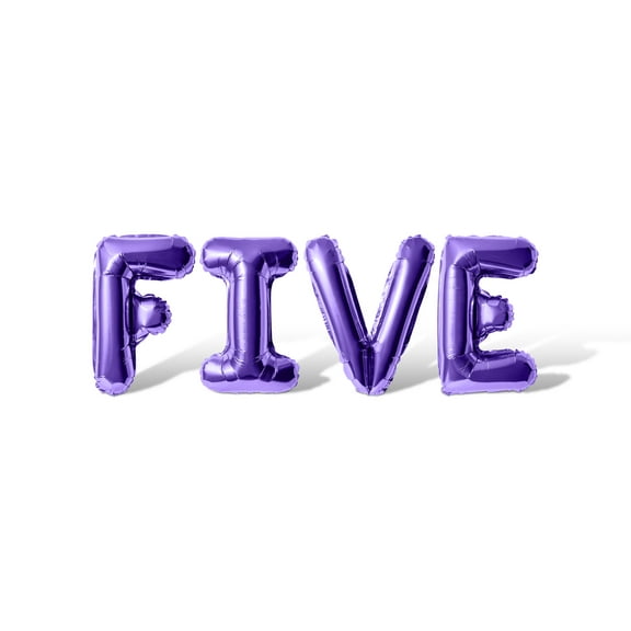 Letter Balloons - FIVE 16" Inch Alphabet Letters Foil Mylar Balloon Birthday Party Banner (Purple)