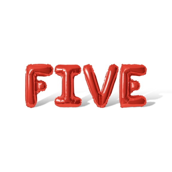 Letter Balloons - FIVE 16" Inch Alphabet Letters Foil Mylar Balloon Birthday Party Banner (Red)