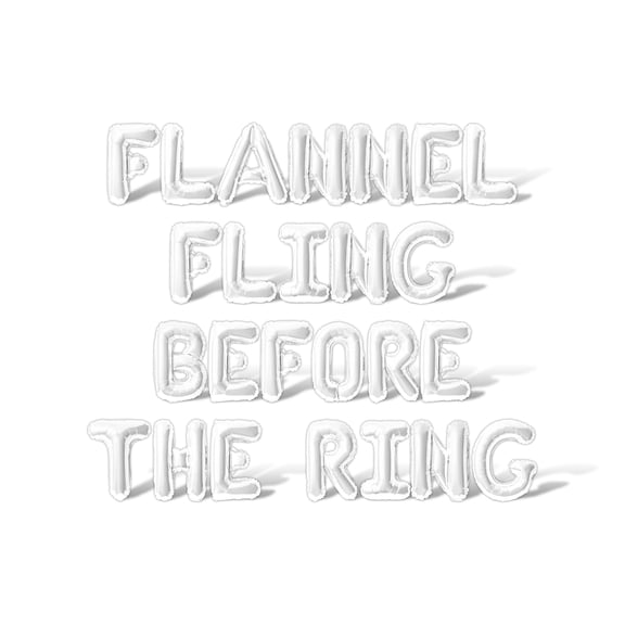 Letter Balloons - FLANNEL FLING BEFORE THE RING 16" Inch Alphabet Letters Foil Mylar Balloon Bachelorette or Bridal Shower Party Banner (White)