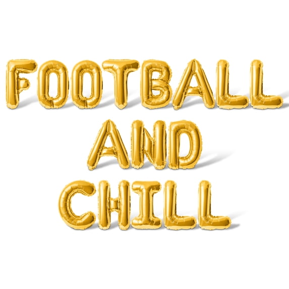 Letter Balloons - FOOTBALL AND CHILL 16" Inch Alphabet Letters Foil Mylar Balloon Game Day Party Banner (Gold)