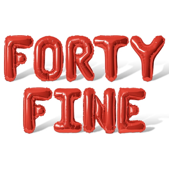 Letter Balloons - FORTY FINE 16" Inch Alphabet Letters Foil Mylar Balloon 40th Birthday Party Banner (Red)
