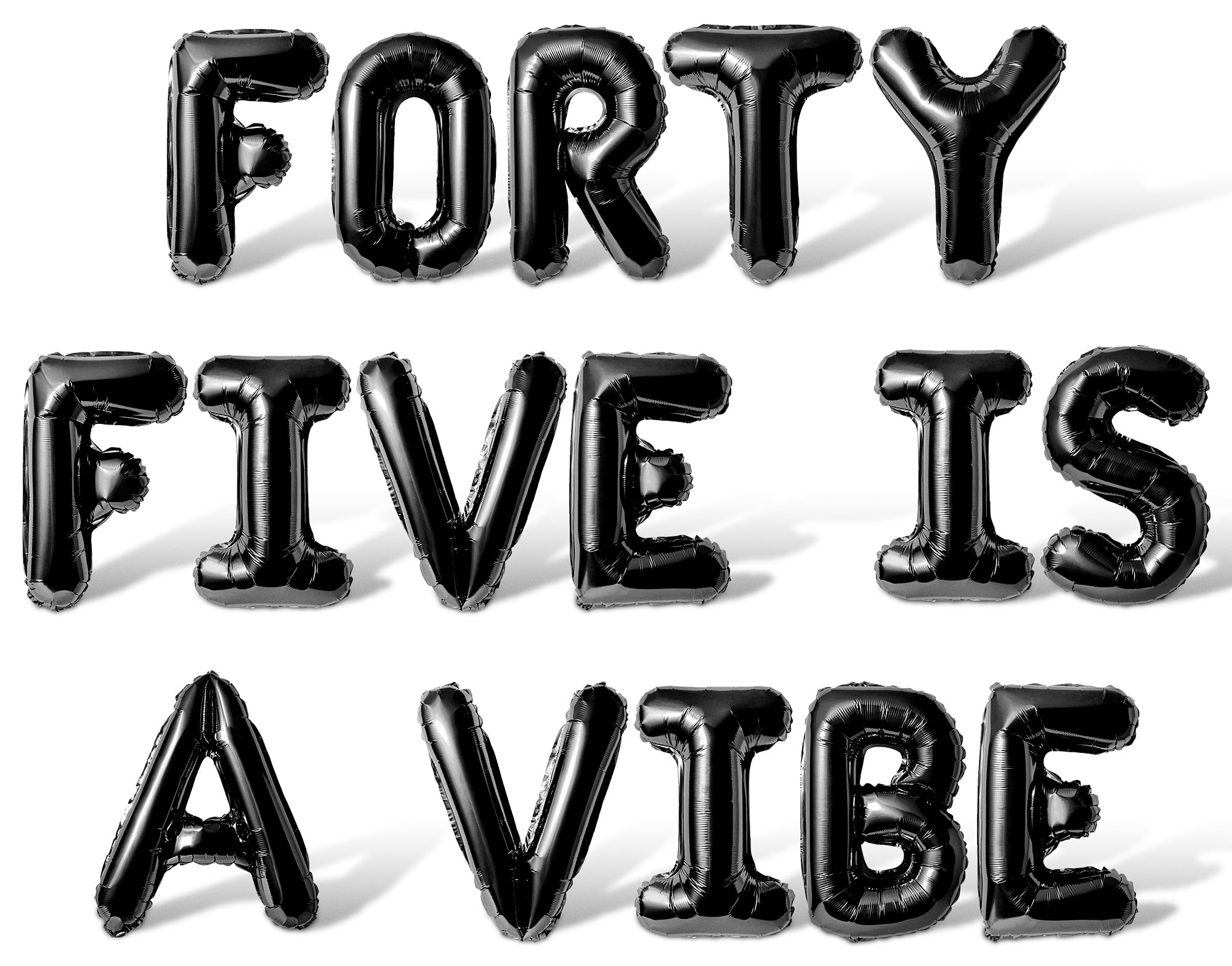 Letter Balloons - FORTY FIVE IS A VIBE 16" Inch Alphabet Letters Foil Mylar Balloon 45th Birthday Party Banner (Black)