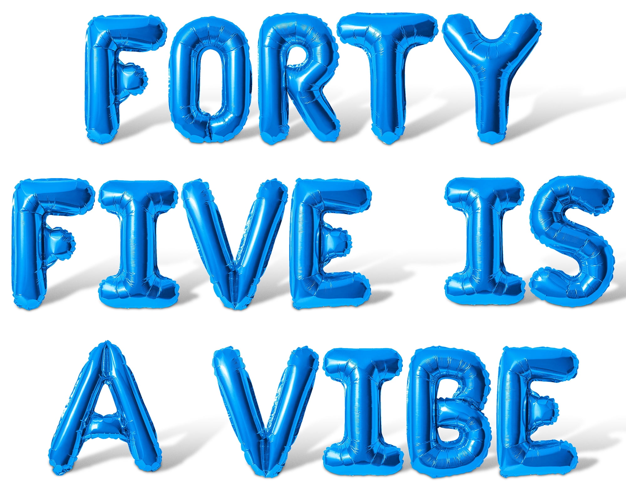 Letter Balloons - FORTY FIVE IS A VIBE 16" Inch Alphabet Letters Foil Mylar Balloon 45th Birthday Party Banner (Blue)