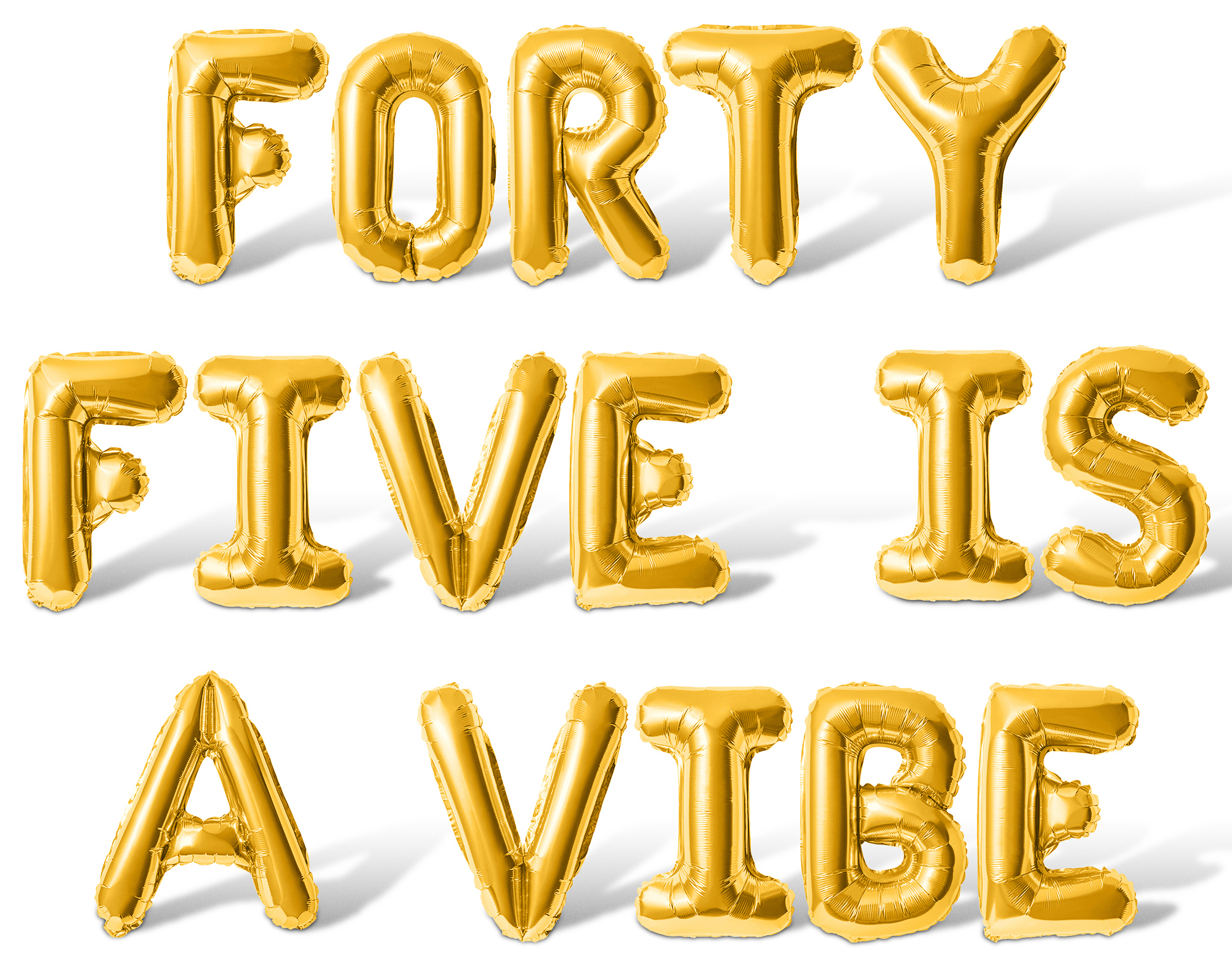 Letter Balloons - FORTY FIVE IS A VIBE 16" Inch Alphabet Letters Foil Mylar Balloon 45th Birthday Party Banner (Gold)