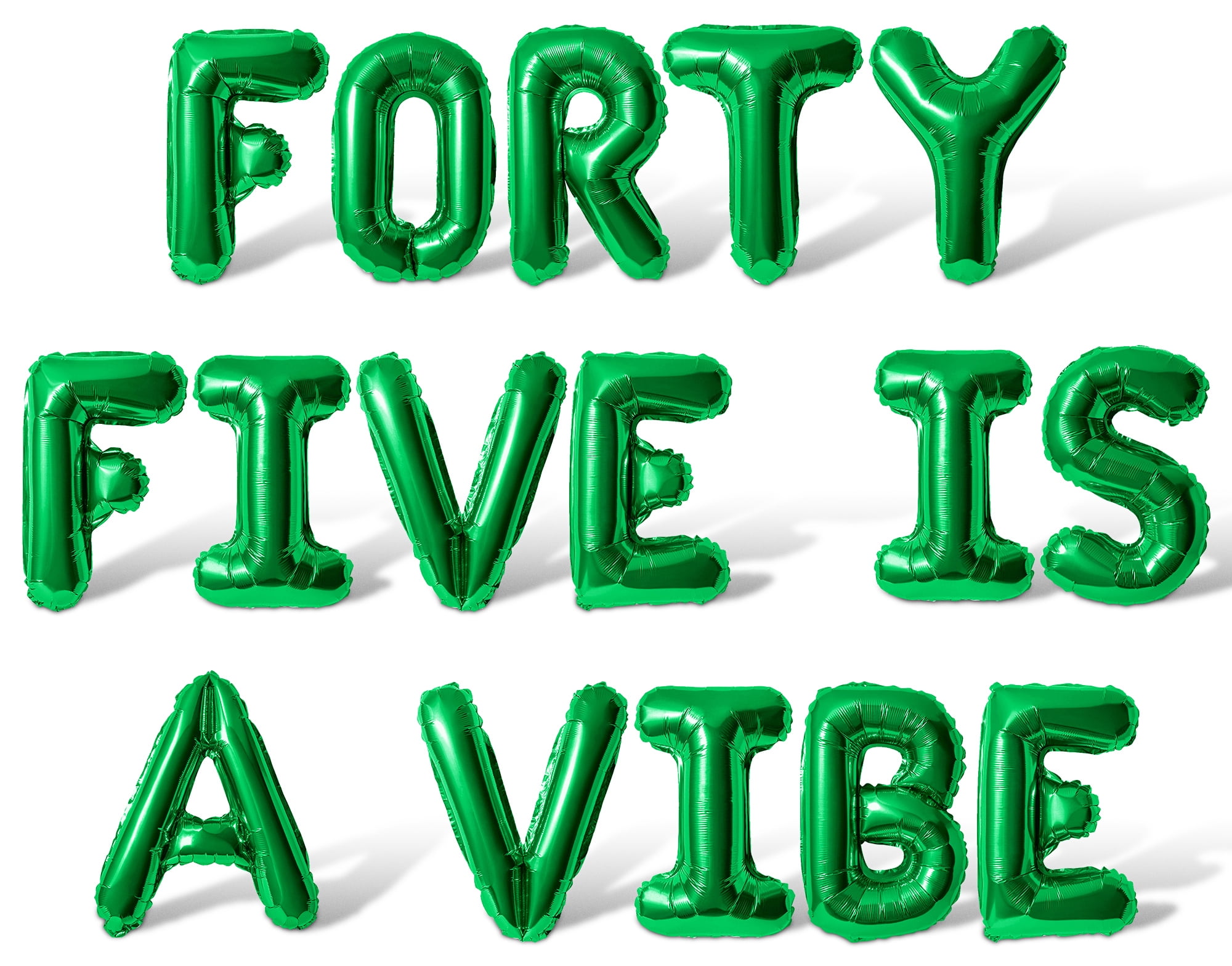 Letter Balloons - FORTY FIVE IS A VIBE 16" Inch Alphabet Letters Foil Mylar Balloon 45th Birthday Party Banner (Green)