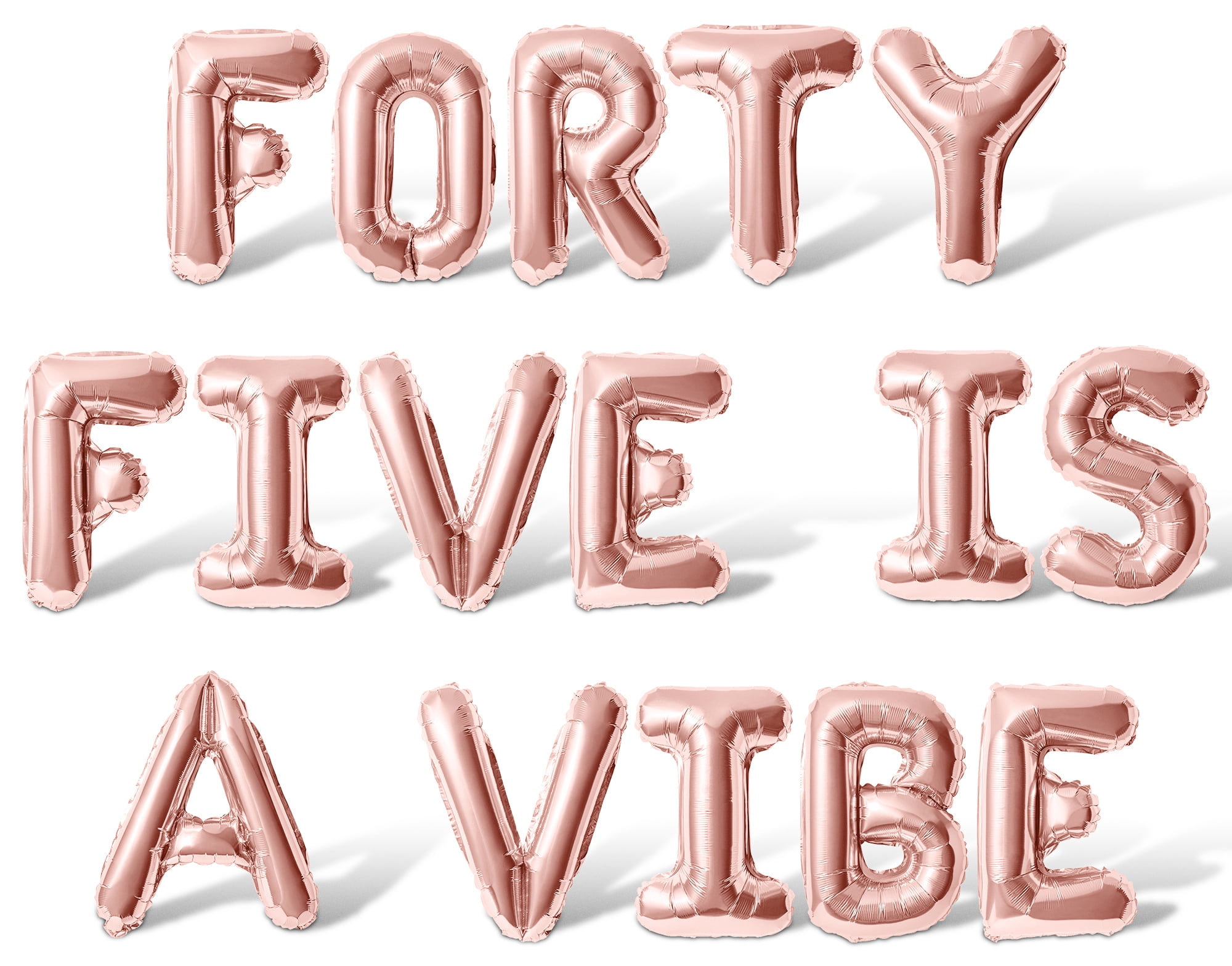 Letter Balloons - FORTY FIVE IS A VIBE 16" Inch Alphabet Letters Foil Mylar Balloon 45th Birthday Party Banner (Rose Gold)