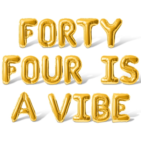 Letter Balloons - FORTY FOUR IS A VIBE 16" Inch Alphabet Letters Foil Mylar Balloon 44th Birthday Party Banner (Gold)