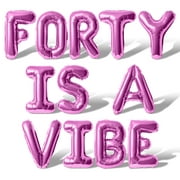 Letter Balloons - FORTY IS A VIBE 16" Inch Alphabet Letters Foil Mylar Balloon 40th Birthday Party Banner (Red)