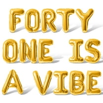 Letter Balloons - FORTY ONE IS A VIBE 16" Inch Alphabet Letters Foil Mylar Balloon 41st Birthday Party Banner (Gold)