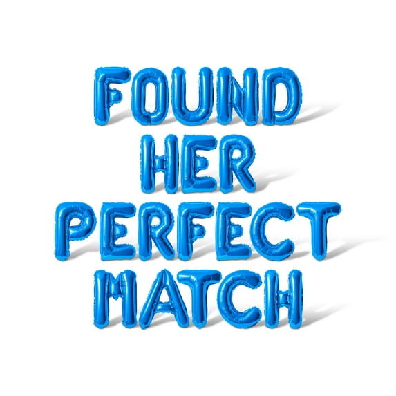 Letter Balloons - FOUND HER PERFECT MATCH 16" Inch Alphabet Letters Foil Mylar Balloon Bachelorette or Bridal Shower Party Banner (Blue)