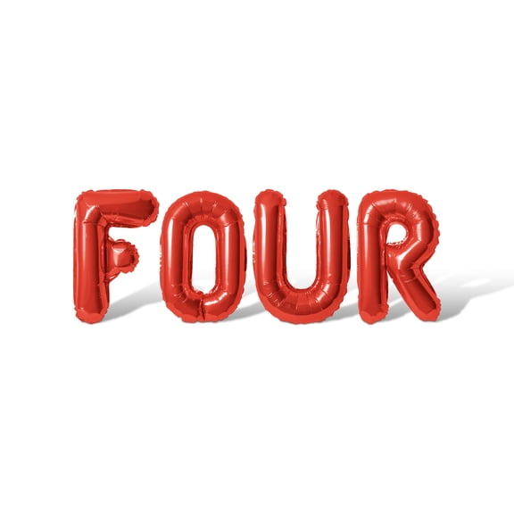 Letter Balloons - FOUR 16" Inch Alphabet Letters Foil Mylar Balloon Birthday Party Banner (Red)