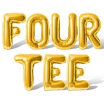 Letter Balloons - FOUR TEE 16" Inch Alphabet Letters Foil Mylar Balloon 40th Birthday Party Banner (Gold)