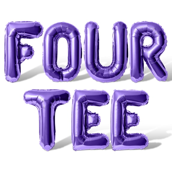 Letter Balloons - FOUR TEE 16" Inch Alphabet Letters Foil Mylar Balloon 40th Birthday Party Banner (Purple)